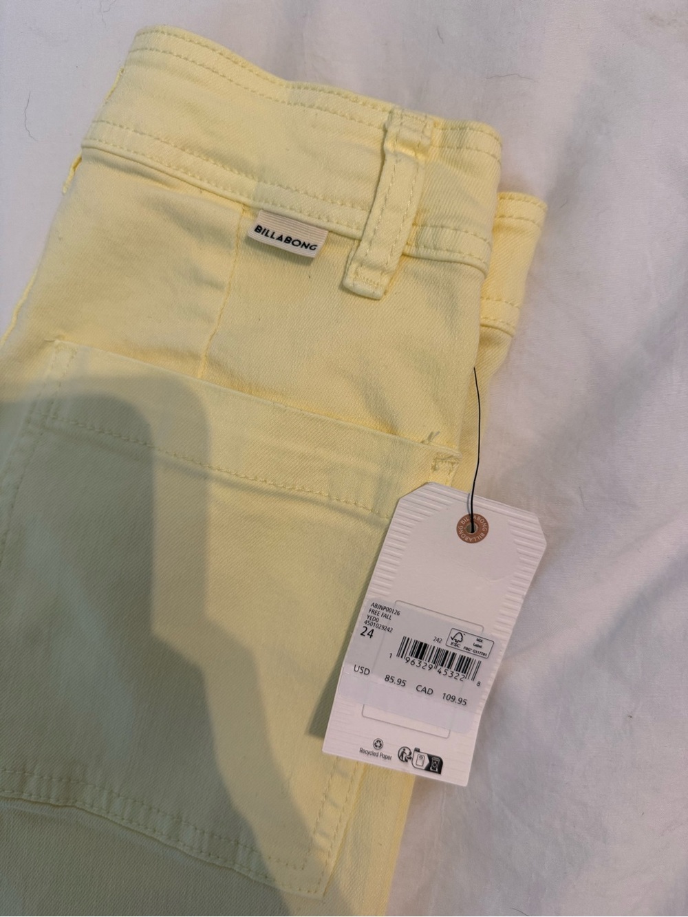 Billabong High-Rise Wide-Leg Jeans in Pale Yellow - Picture 4 of 5